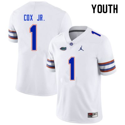 Youth Florida Gators #1 Brenton Cox Jr. NCAA Nike White Authentic Stitched College Football Jersey WLK4262NZ